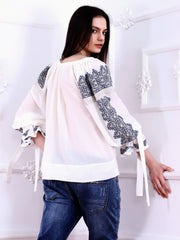 Royal Blouse - Ecru-Colored Fabric