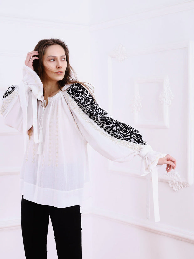 Infinity Blouse - White-Colored Fabric-FLORII-