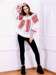 Flowers Crown Blouse - White-Colored Fabric