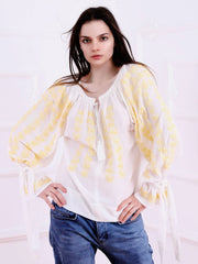 Cherry Blossom Blouse - Ecru-Colored Fabric-FLORII-