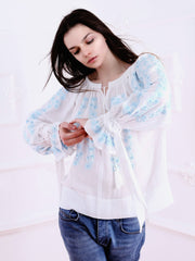 Cherry Blossom Blouse - White-Colored Fabric
