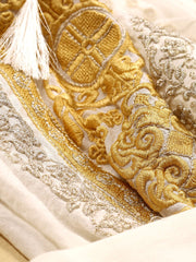Infinity Blouse - Ecru-Colored Fabric-FLORII-XS-Mustard Yellow/Golden Thread