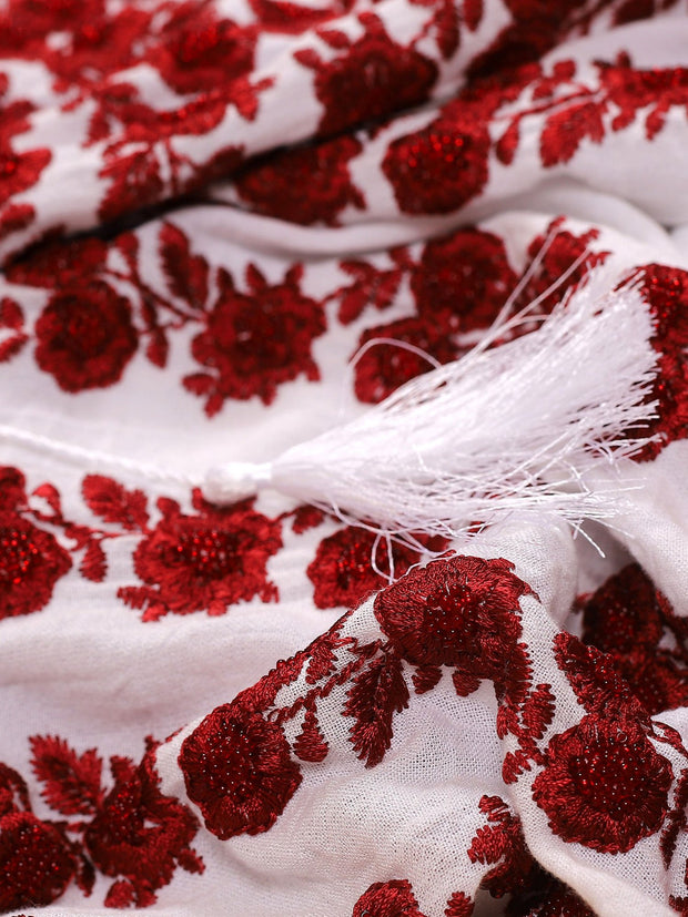 Sakura Blouse - White-Colored Fabric-FLORII-XS-Marsala Red