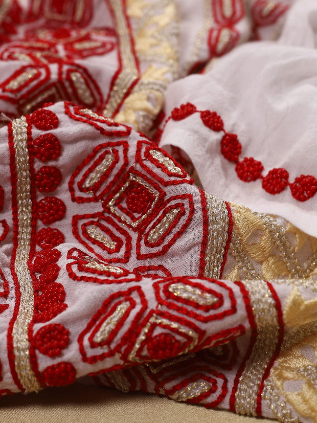 Bucovina Blouse - Ecru-Colored Fabric-FLORII-XS-Milano Red/Golden Thread