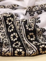 Flower Path Blouse - White-Colored Fabric-FLORII-XL-Black/Golden Thread