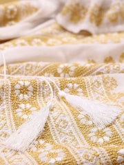 Flowers Crown Blouse - White-Colored Fabric-FLORII-XL-Mustard Yellow/White